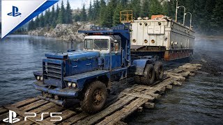 Snowrunner Gameplay PS5 | PACIFIC P16 Heavy Engine Truck - Transporting Heavy Service Trailer 