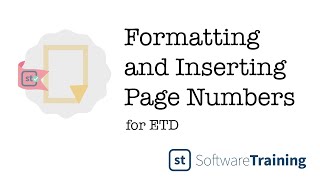 Formatting and Inserting Page Numbers for ETD