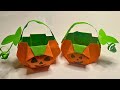 DIY Papier Kürbis Körbchen 🎃 | Einfache Origami Idee für Halloween | Süßigkeitenkorb basteln