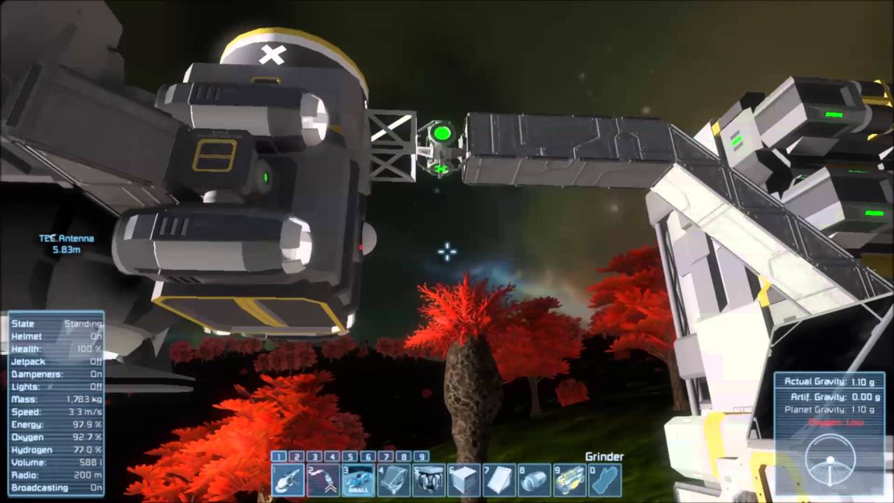 Space Engineers crashing a ship by detaching it from projector - YouTube