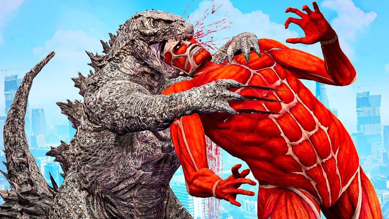 Colossal Titan vs vs Godzilla & Mechagodzilla! 