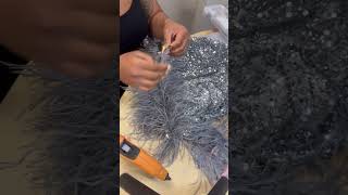 Because sometimes the drama is in the hem 👗✨ Ostrich feathers gives instant luxury #diy #tutorial