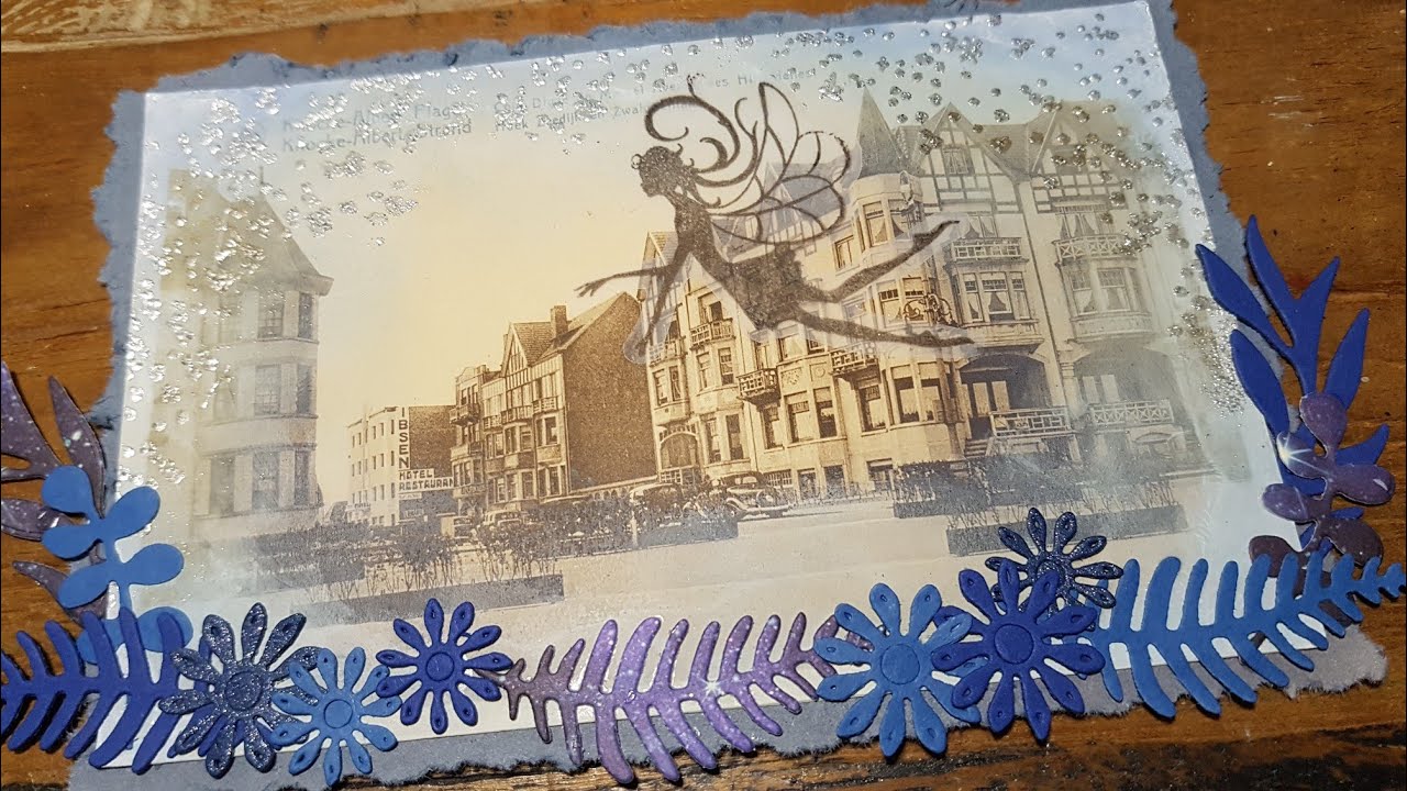 junk journal kaart met Gudrun's dobbelsteen challenge, deel 3 