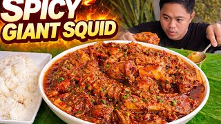 SPICY GIANT SQUID | OUTDOOR COOKING | MUKBANG PHILIPPINES