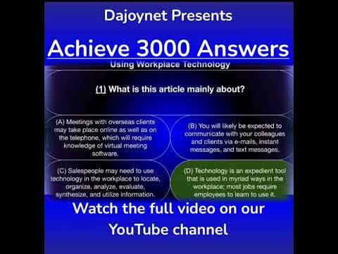 Achieve 3000 Answers: #2 Using Workplace Technology - YouTube