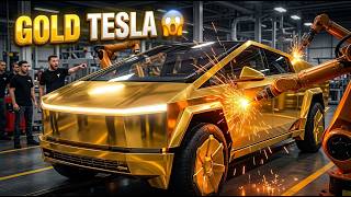 How Tesla Built a FULL GOLD Cybertruck 😱 (Insane Factory Process)