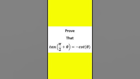 prove that tangent( pi/2+theta)=-cot(theta) #maths #trigonometry