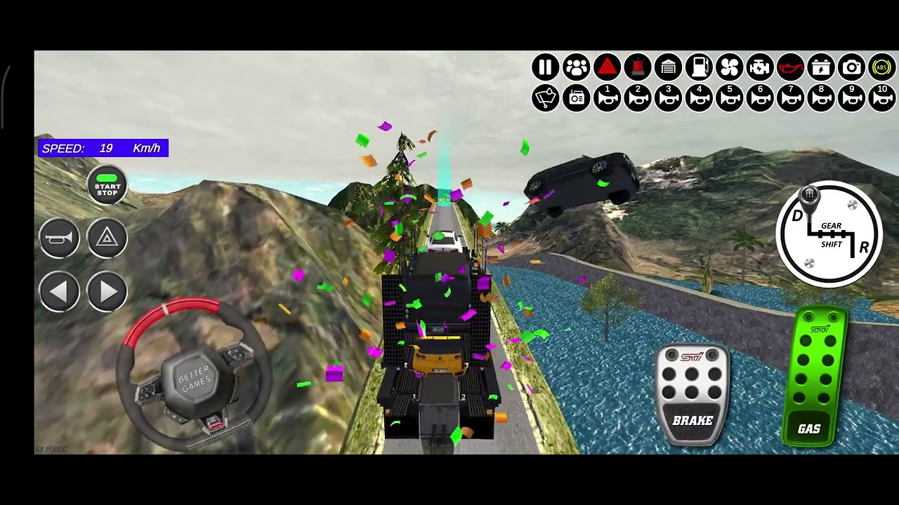 Truck loded 3 cars in danger road supply 