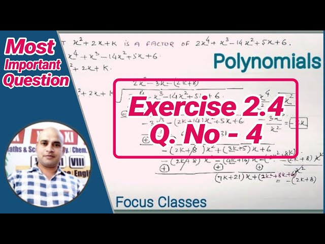 Find K So That X2 2x K Is A Factor Of 2x4 X3 14x2 5x 6 Ex 2 4 Q4 Ncert Exemplar Polynomi Youtube