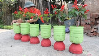 Amazing Ideas Garden at Home - Simple Way to Have Flower Pots from Plastic Bottles for Your Garden