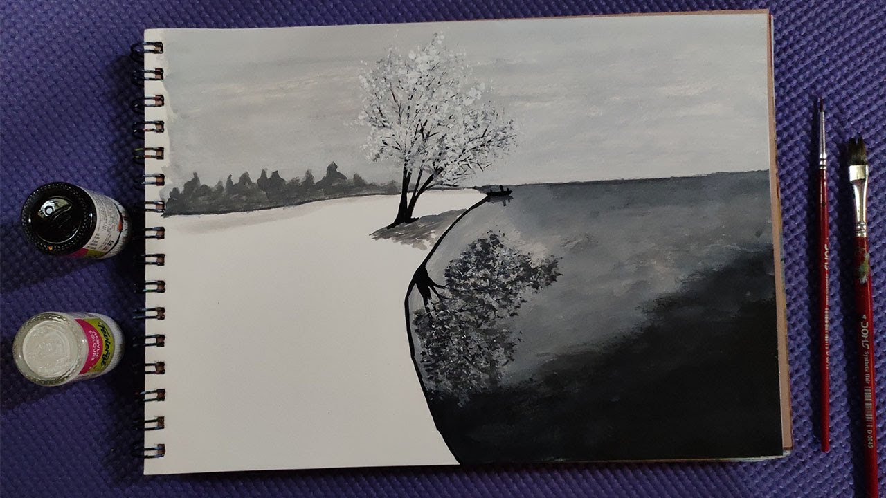 How to paint Simple Snow Tree in Acrylic within 10 mins How to paint
