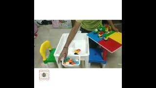 2 in 1 Kids Lego block and Study Table With Chairs (Big Size)