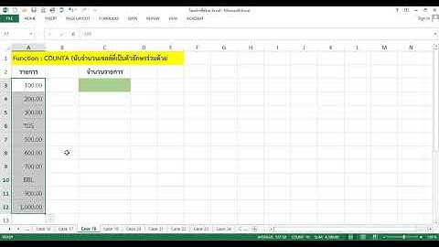 การใช้งาน_Excel_Case_18_การใช้ Function Counta (การนับจำนวนเซลล์ที่เป็นตัวอักษรร่วมด้วย)