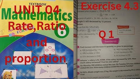 Exercise 4.3 Question 1 increase or decrease in a given percentage unit 4  Math class 6 | Ex 4.3 Q 1