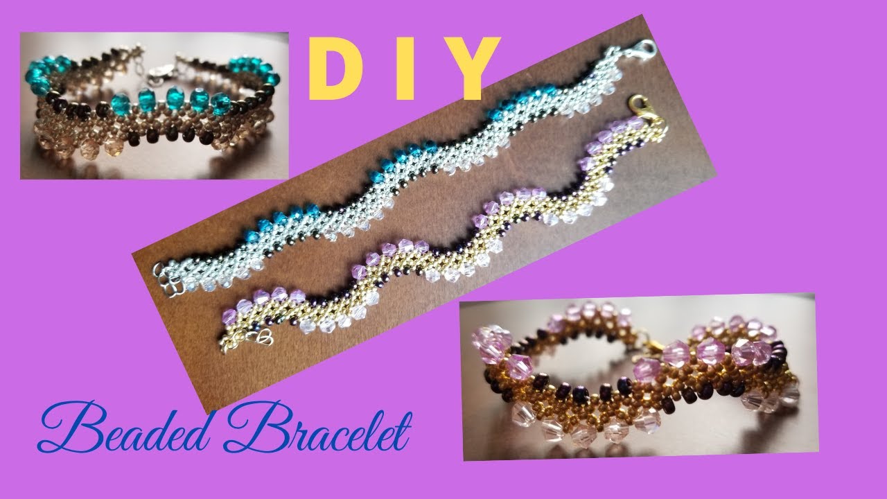 DIY Dazzling Crystals Wavy Beaded Bracelet / How to make / Pulsera ...