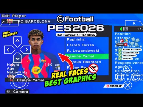 EFootball PES 2026 PPSSPP Android Offline Full Update UCL League Kits 25 26 Season 4k Graphics EFootball PES 2026 PPSSPP Android Offline Full Update UCL League Kits 25 26 Season 4k Graphics