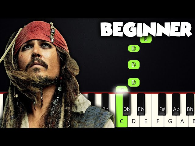 He's A Pirate - Pirates Of The Caribbean | BEGINNER PIANO TUTORIAL + SHEET MUSIC by Betacustic class=