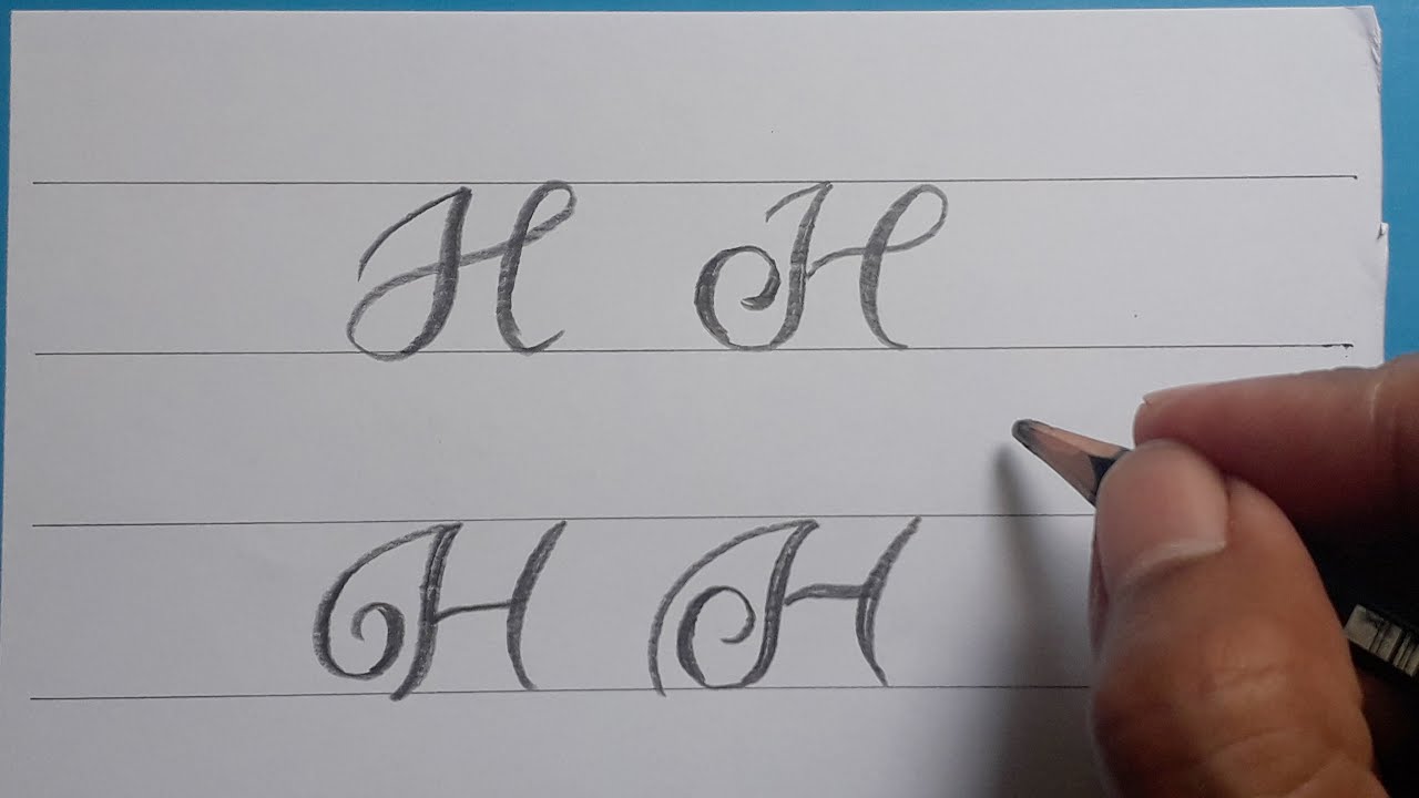 Calligraphy Handwriting Letter H In Cursive Design / How To Write Stylish  Alphabet For Beginners