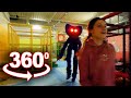 Girl followed by the Monster Huggy Wuggy in Toy Factory Horror VR 360 4K