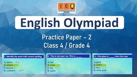 English Olympiad for class 4 - Sample paper 2