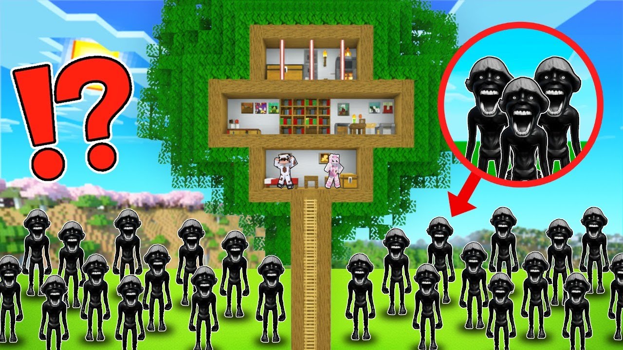 MOOCI & MILO BANGUN RUMAH POHON PALING AMAN UNTUK BERLINDUNG DARI SERANGAN 67 di MINECRAFT
