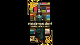 Digital printed glazed cotton salwar sets