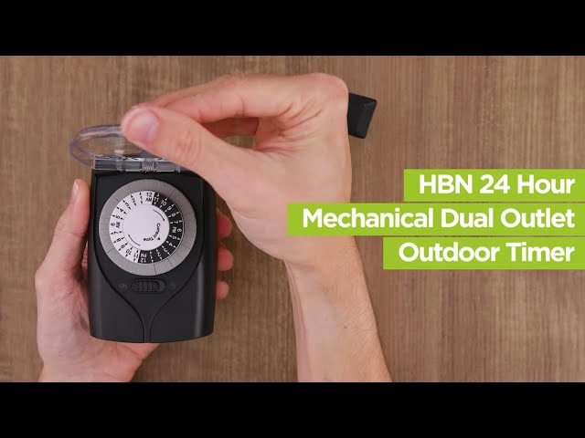 BN-LINK Compact Outdoor Mechanical Timer, 24 Hour Programmable Dual Outlet Timer