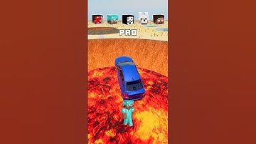 NOOB vs PRO vs HACKER vs HEROBRINE Car Lava Jump Challenge! #25 🔥 🚗 #shorts #beamngdrive
