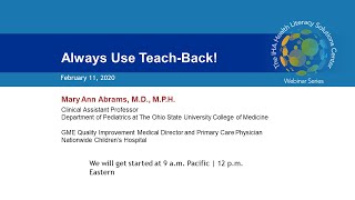 HLSC Webinar   Always Use Teach Back!