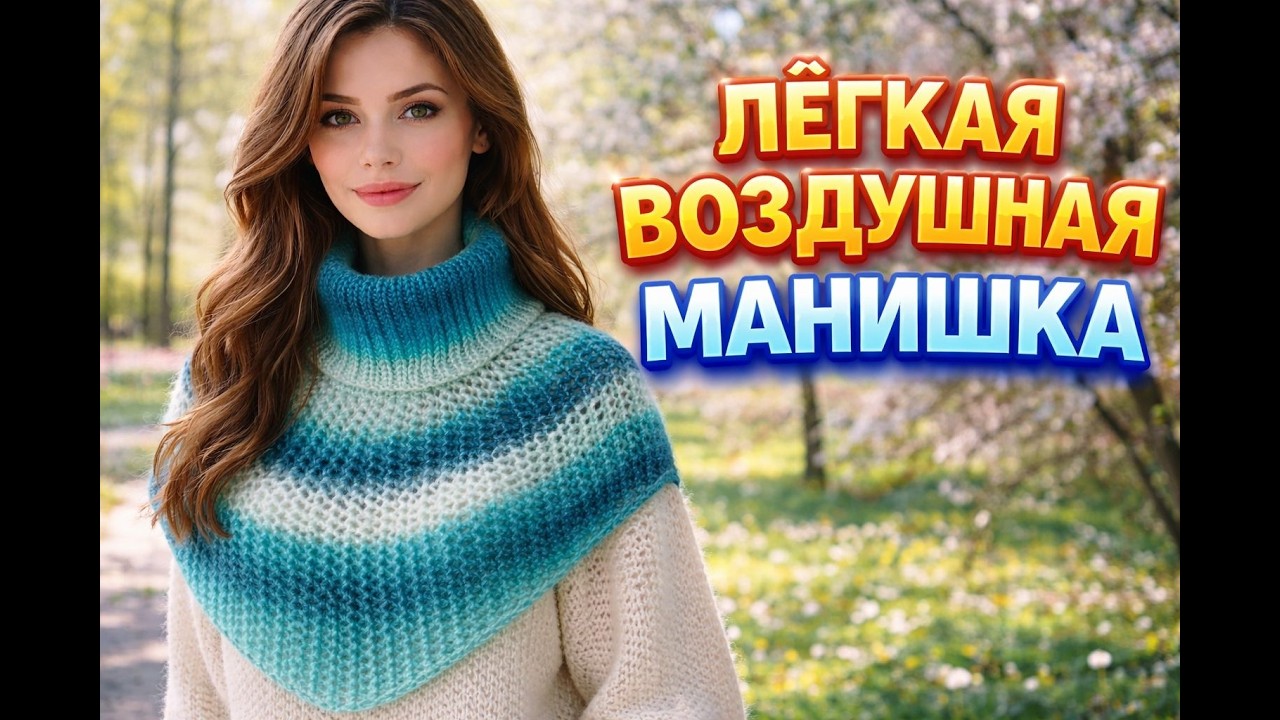 ЛЁГКАЯ ВОЗДУШНАЯ МАНИШКА СПИЦАМИ!  Вязание к весне!  Мастер класс!