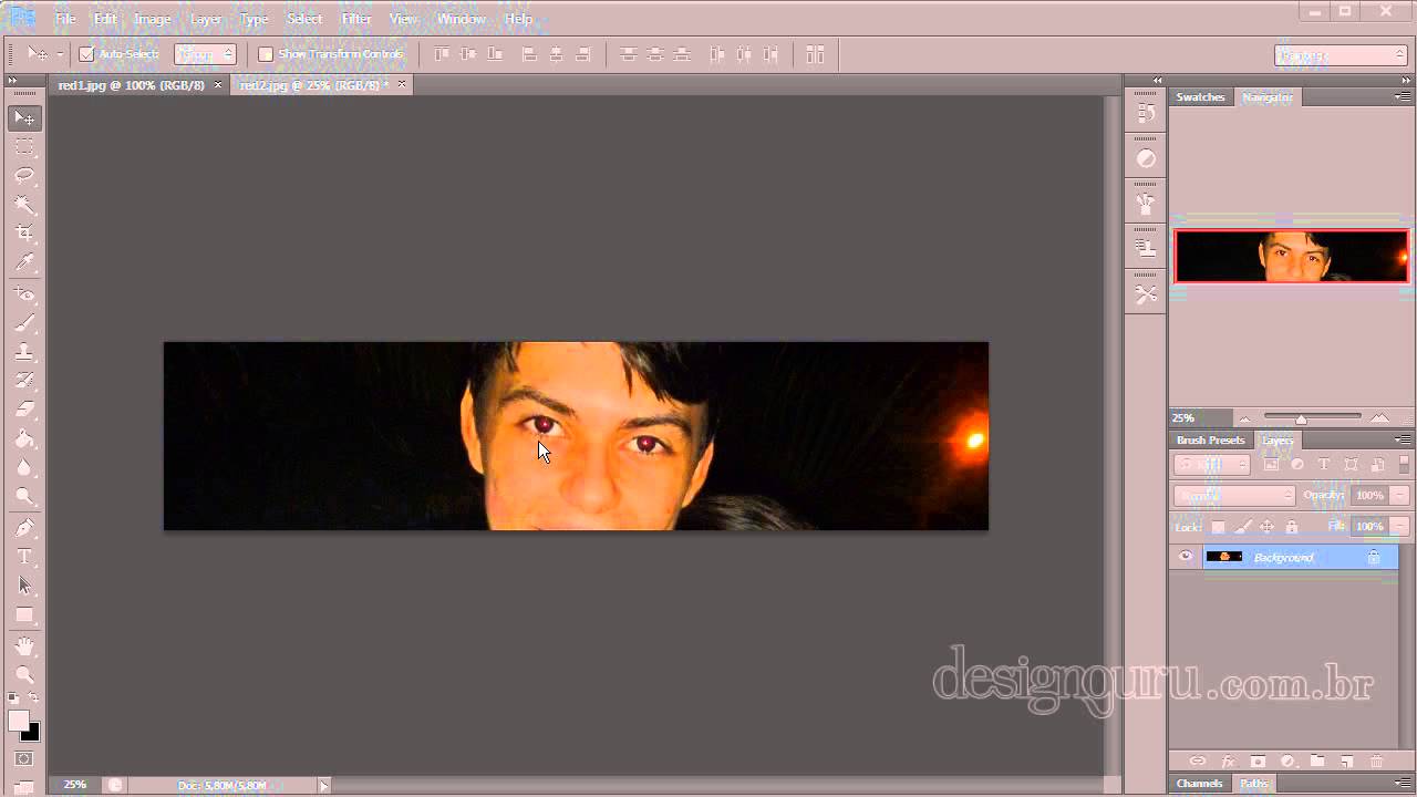 Remover os olhos vermelhos no Photoshop com a ferramenta Red Eye - Aula 6.6 | DesignGuru