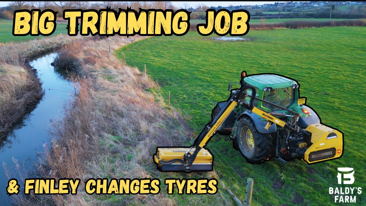 HEDGE CUTTING, PUNCTURES AND CHANGING TYRES | Finley takes a tumble!