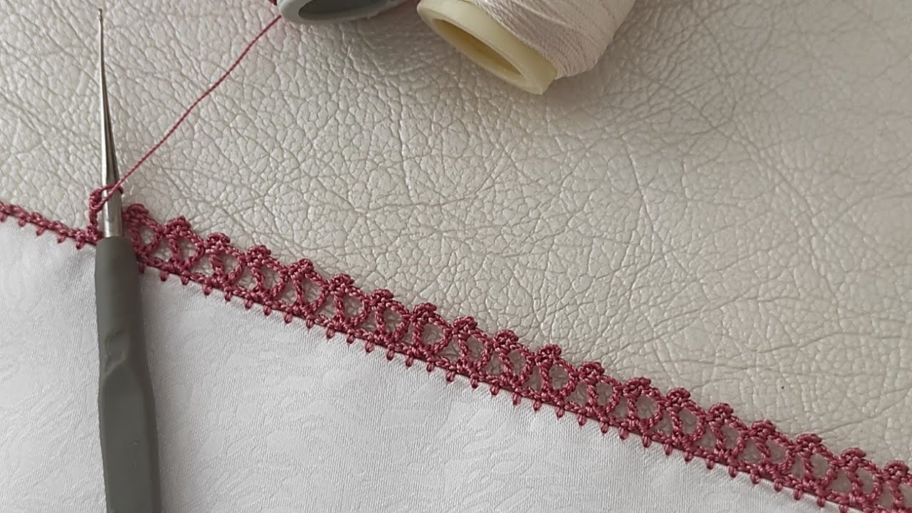 iki renkli sıralı tığ oyası modeli ( crochet, tığ oyaları,häkelmuster, puntilla, handknitting )