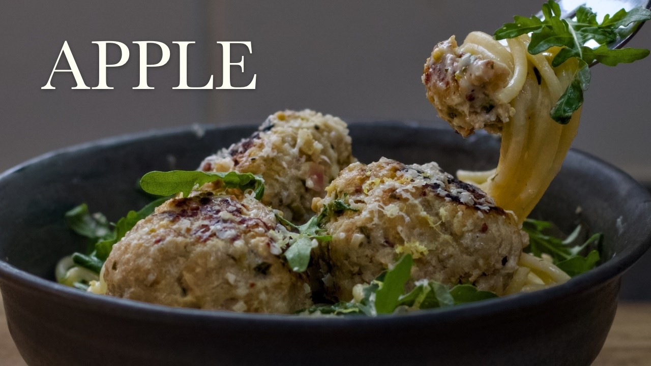 Pork & Apple Meatballs with Creamy Cider Sauce