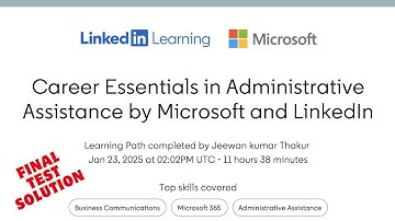Administrative Assistance free certificate by Microsoft & LinkedIn Final Exam Solution by 97% score