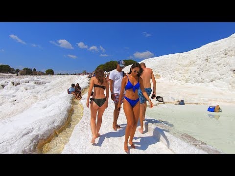 Walk at Pamukkale, the Cotton Castle in Denizli Türkiye