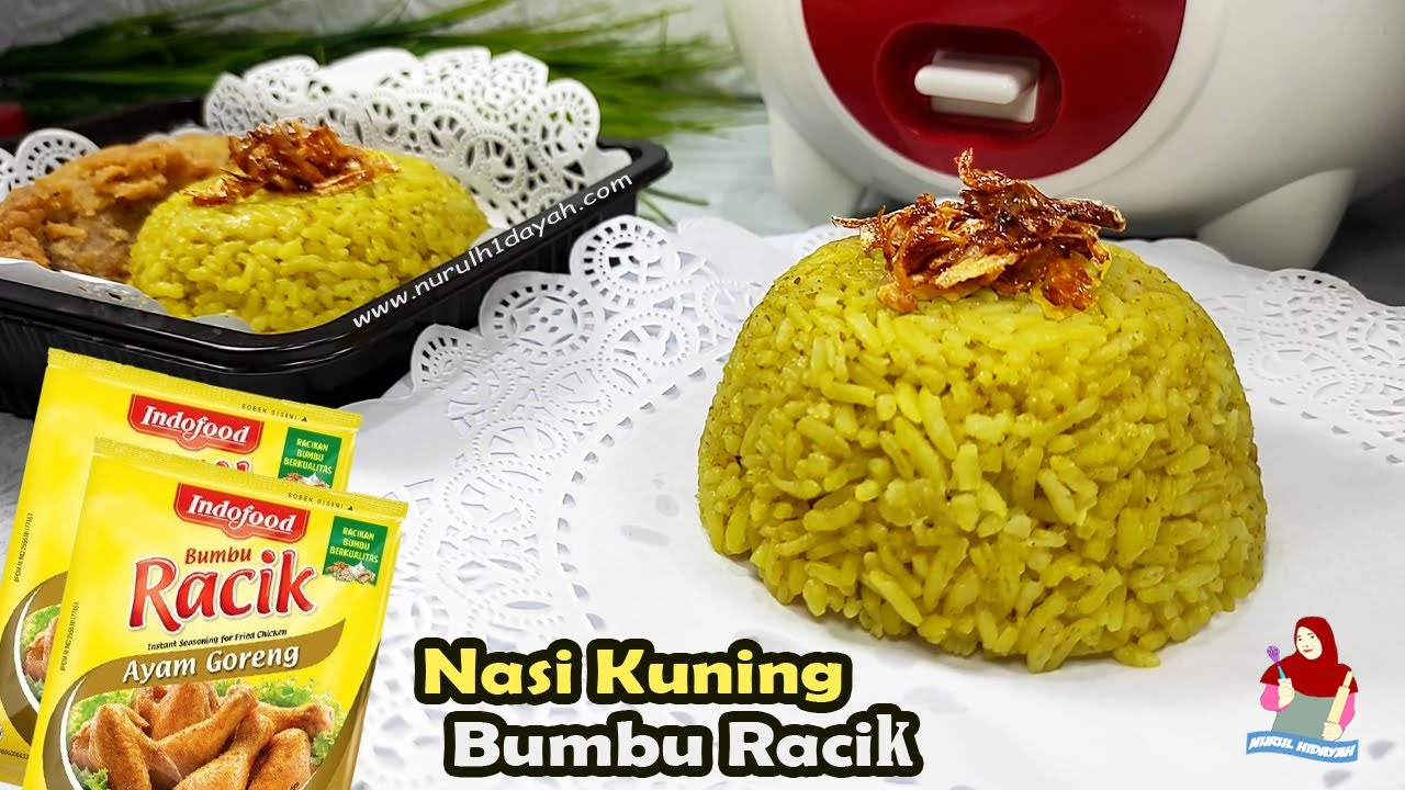 RESEP NASI KUNING BUMBU RACIK AYAM - Makanan Tradisional Indonesia