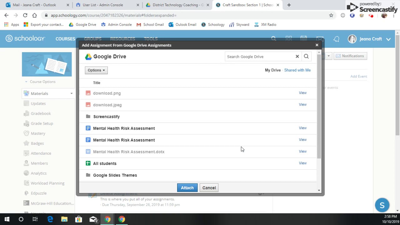 google drive assignments in schoology