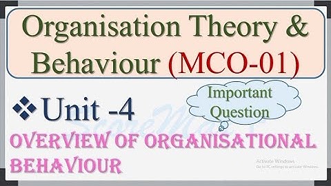 MCO-1 II Unit-4 II Overview of Organisational Behaviour II @ScoreMax
