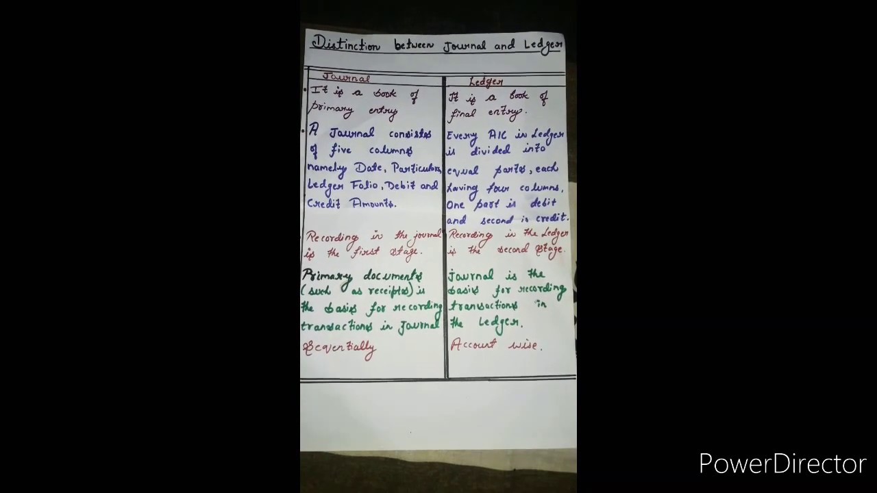DIFFERENCE BETWEEN JOURNAL AND LEDGER.. YouTube