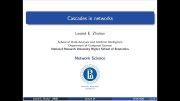 Network Science. Lecture14. Cascades in Networks