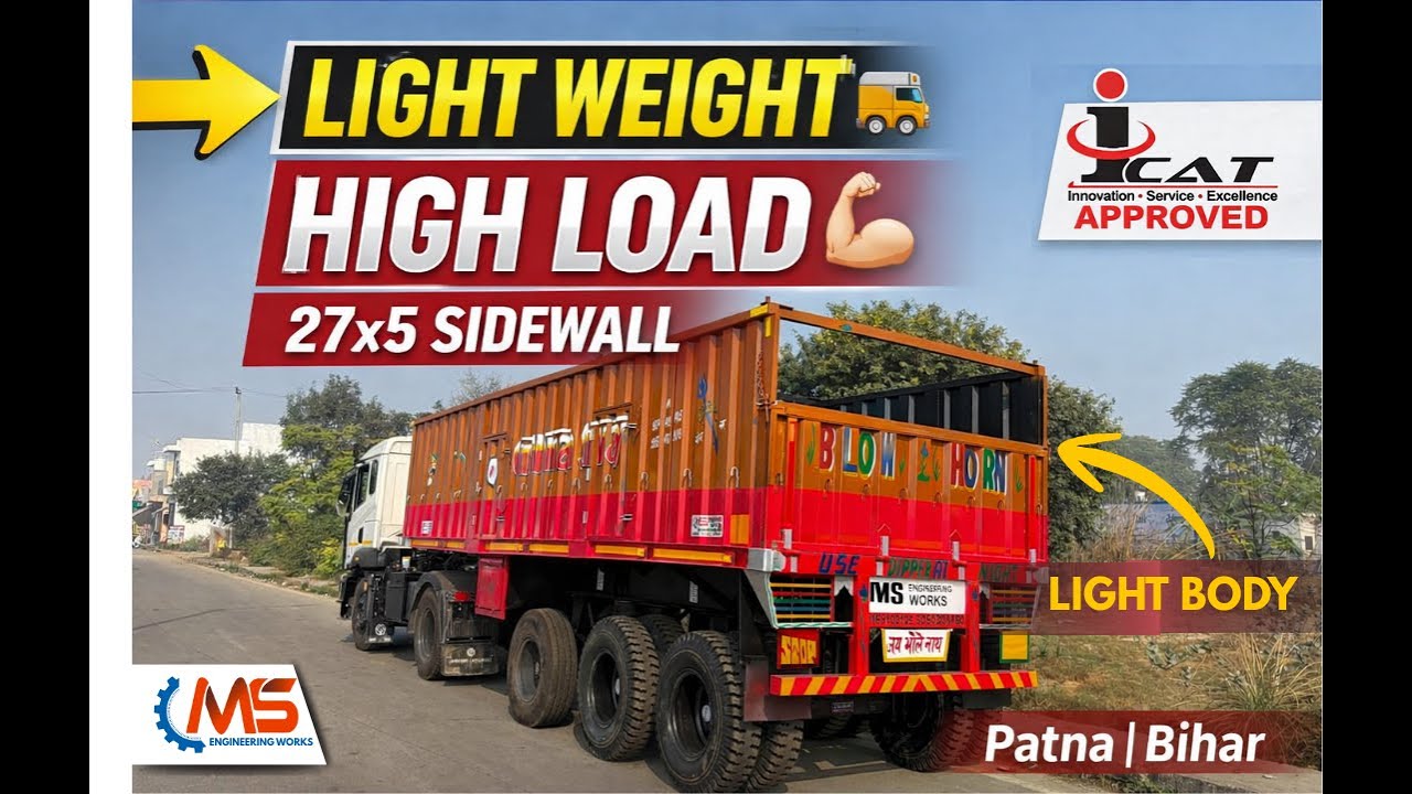 Light Weight 27×5 Sidewall Trailer | Patna Bihar Delivery | High Load Trailer | MS Engineering Works
