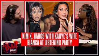 Kim Kardashian \& Bianca Censori Hang Out At Kanye's Listening Party | The TMZ Podcast