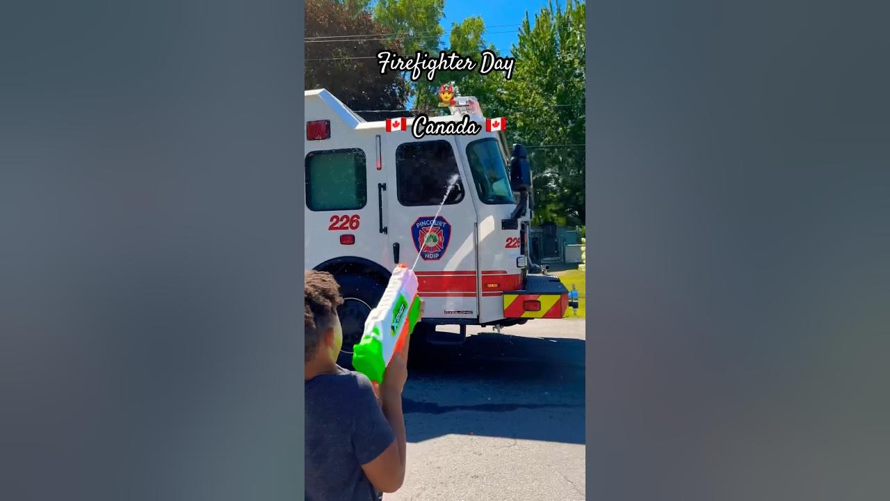 😂Firemen hosed us down! #firefighterday #canadalife #firefighters #canada #funny #familytime 😂Firemen hosed us down! #firefighterday #canadalife #firefighters #canada #funny #familytime