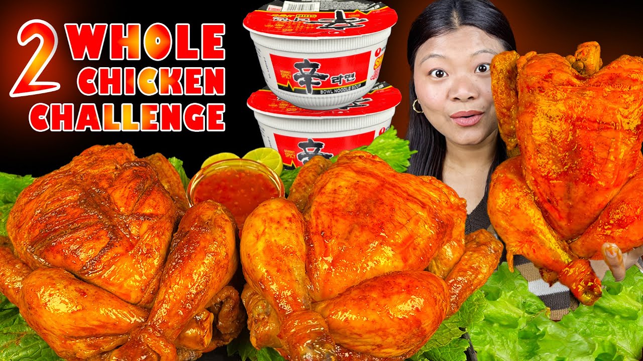 4KG Chicken Challenge 🤩 Eating Juicy Whole Grilled Chickens & Soupy ...