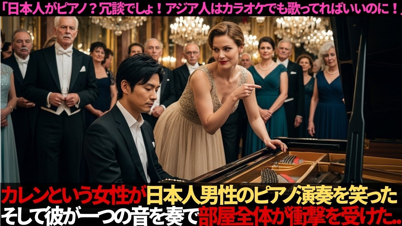 カレンという女性が日本人男性のピアノ演奏を笑った――そして彼が一つの音を奏で、部屋全体が衝撃を受けた…