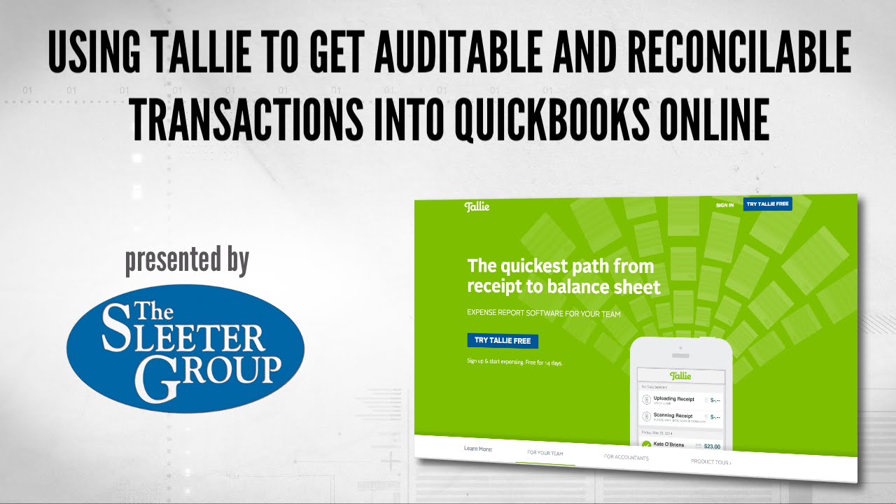 Using Tallie to get Auditable and Reconcilable Transactions into QuickBooks Online firms rbi