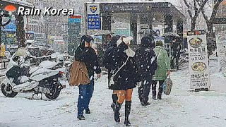 역대급 폭설이 내리는 종로5가. heavy snowfall in Jongno 5-ga, Seoul. 大雪のソウル鍾路5街. Snow in korea. seoul snow walk.