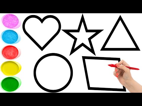 2D shapes drawing, Learn New shapes for toddlers, coloring shapes, Square, Circle, color name #abcd
