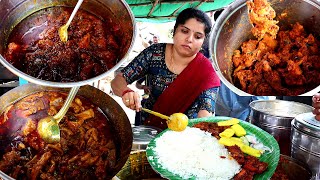 Cheapest Roadside Unlimited Meals | South Indian Non Veg Thali | Hard Working Women Street Food